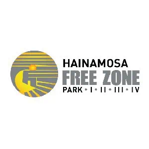 Hainamosa Free Zone Park logo with yellow and gray design elements.
